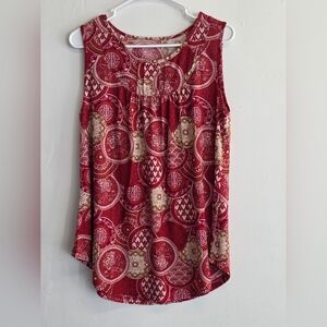 Women's Red Patterned Sleeveless Top- NWOT